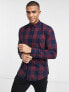 Jack & Jones Essentials buffalo check shirt in burgundy