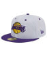 Фото #2 товара Men's White/Purple Los Angeles Lakers Throwback 2Tone 59Fifty Fitted Hat