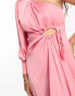 Moon River one shoulder tassle tie midi dress in pink