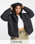 Threadbare Plus Evri puffer jacket with funnel neck in black