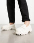 London Rebel X cleated sole chunky penny loafers in cream