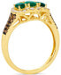 ფოტო #2 პროდუქტის Costa Smeralda Emerald (3/4 ct. t.w.) & Diamond (3/4 ct. t.w.) Three Stone Halo Ring in 14k Gold