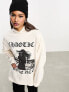 ASOS DESIGN oversized hoodie with chaotic silence indie graphic in neutral