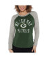 ფოტო #1 პროდუქტის Women's Green, Heather Gray Distressed Green Bay Packers Waffle Knit Raglan Long Sleeve T-shirt