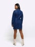 River Island Petite denim mini dress in dark blue 40 - фото #7