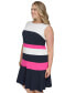 ფოტო #4 პროდუქტის Plus Size Colorblocked Fit & Flare Dress