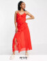 Фото #1 товара New Look Petite ruffle strappy midi dress in red