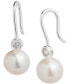 ფოტო #1 პროდუქტის Sterling Silver Freshwater Pearl (8mm) Crystal Drop Earrings