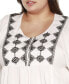 Black Label Plus Size Embroidered Boho Fit and Flare Top