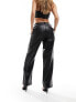 Фото #5 товара Only faux leather straight leg trousers in black