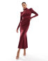 Daska stuctured maxi dress with ruched bust detail in wine