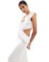 Фото #1 товара Pretty Lavish crinkle ruffle cut-out maxi dress in cream