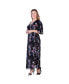 ფოტო #2 პროდუქტის Plus Size V-Neck Print Kimono Wrap Maxi Dress