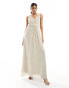 Фото #1 товара Vila Bridesmaid wrap waist detail maxi dress with pleat front in stone