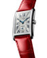 ფოტო #3 პროდუქტის Women's Swiss DolceVita Red Leather Strap Watch 23x37mm