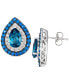 ფოტო #2 პროდუქტის Multi-Gemstone (3-5/8 ct. t.w.) & Nude Diamond (1/2 ct. t.w.) Pear Halo Stud Earrings in 14k White Gold