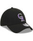 Men's Black Colorado Rockies Logo 39THIRTY Flex Hat Черный, S/M - фото #4