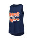 ფოტო #3 პროდუქტის Women's Orange, Navy Detroit Tigers Wordmark Meter Muscle Tank Top and Pants Sleep Set