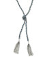 Фото #1 товара GUESS silver-Tone Woven Blue Twisted Tassel Lariat Necklace