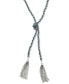 ფოტო #1 პროდუქტის Silver-Tone Woven Blue Twisted Tassel Lariat Necklace