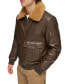 Фото #5 товара Men's Faux-Fur-Trim Faux-Leather Bomber Jacket