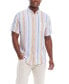 Men's Short Sleeve Stripe Linen Cotton Shirt