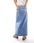 Vero Moda washed midi skirt in medium blue denim