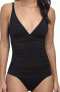 Фото #1 товара Tommy Bahama Women's 189223 Solid V-neck One-piece Swimsuit Black Size 14