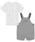 Фото #1 товара Baby Boys Logo-Print T-Shirt & French Terry Logo Shortalls, 2 Piece Set