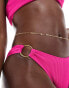 Aria Cove crinkle ring detail bikini bottoms co-ord in pink