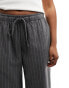 Фото #8 товара In The Style x Perrie Sian wide leg drawstring trouser in grey pinstripe