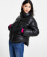 Фото #4 товара Women's Faux-Leather High-Low Hem Puffer Jacket
