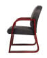 Фото #6 товара Mahogany Wood Mid-Back Guest Chair W/ Sled Base