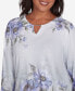 Petite Worth Avenue Beaded Split Neck Floral Shimmer Top Серый, PXL - фото #5