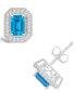 ფოტო #1 პროდუქტის Blue Topaz (1-2/5 ct. t.w.) and Diamond (1/5 ct. t.w.) Halo Studs in Sterling Silver