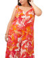 Фото #4 товара Plus Size Floral Tie Shoulder Angled Hem Jumpsuit