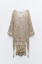 Crochet kaftan dress with tassels