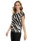 ფოტო #3 პროდუქტის Women's Printed Mesh Sleeve Top