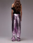 Фото #2 товара Topshop straight leg faux leather trouser in metallic pink