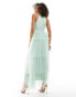 Vila Bridesmaid halterneck tulle maxi dress with tiered skirt in mint green cameo green, 38 - фото #9