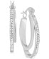 Crystal Double Hoop Earrings in Silver-Plate, 1.2"