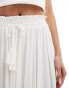 YAS Festival embroidered maxi boho skirt with tie waist in white - WHITE