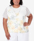 Фото #1 товара Plus Size Charleston Short Sleeve Floral Lace Top with Detachable Necklace