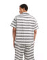 Native Youth stripe jacquard short sleeve shirt co-ord in black and white