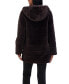 Women's Hooded Grooved Faux Fur Coat