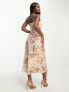 Forever New strappy maxi dress in brown satin floral