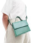 ASOS DESIGN boxy cross body bag in green faux croc