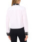 Фото #7 товара Women's Tweed-Trim Button-Front Mixed-Media Blouse