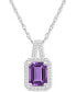 ფოტო #1 პროდუქტის Amethyst (1-5/8 ct. t.w.) & Diamond (1/6 ct. t.w.) Halo 18" Pendant Necklace in Sterling Silver (Also in Citrine, Garnet, Peridot, & Blue Topaz)