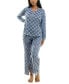 ფოტო #4 პროდუქტის Women's 2-Pc. Printed Henley Pajamas Set